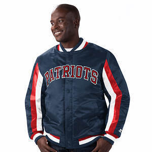 New England Patriots Men’s Ace Varsity Starter Name & Logo Satin Full-Snap Jacket