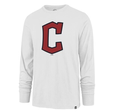 Cleveland Guardians Men’s 47 Brand White Imprint Super Rival Long Sleeve Shirt
