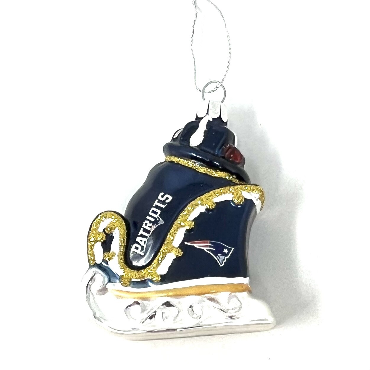 New England Patriots Team Sleigh Blown Glass Ornament