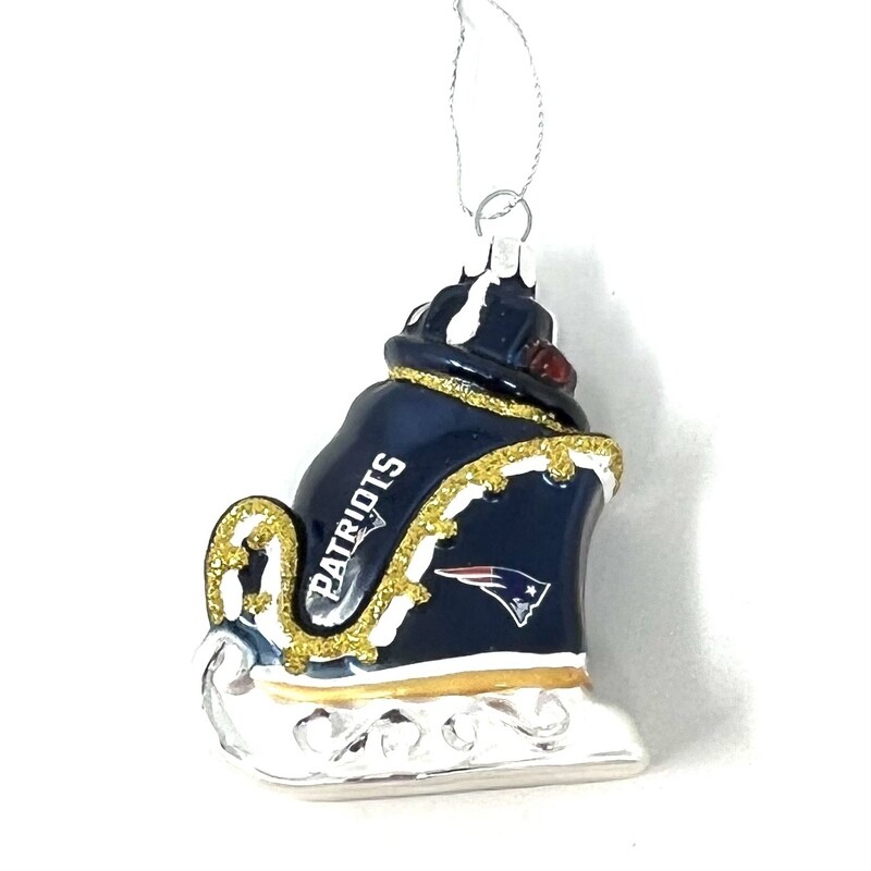 New England Patriots Team Sleigh Blown Glass Ornament