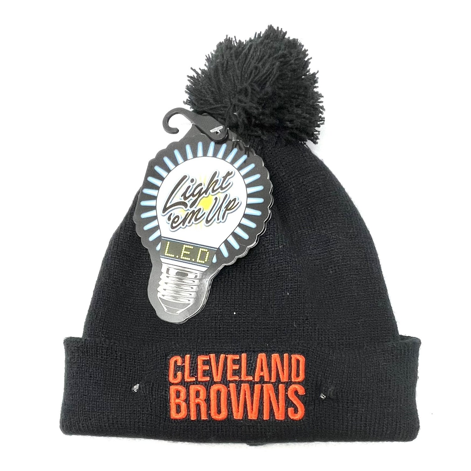Cleveland Browns Men's Light 'Em Up Pom Knit Hat