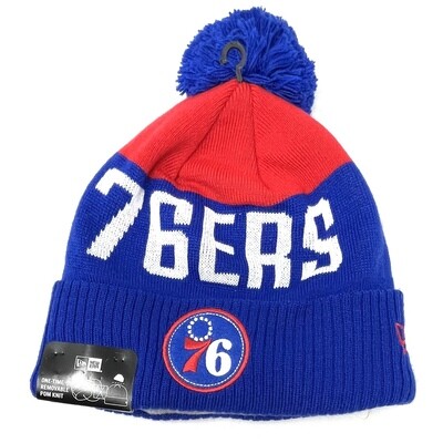 Philadelphia 76ers Men's New Era Cheer Cuffed Pom Knit Hat