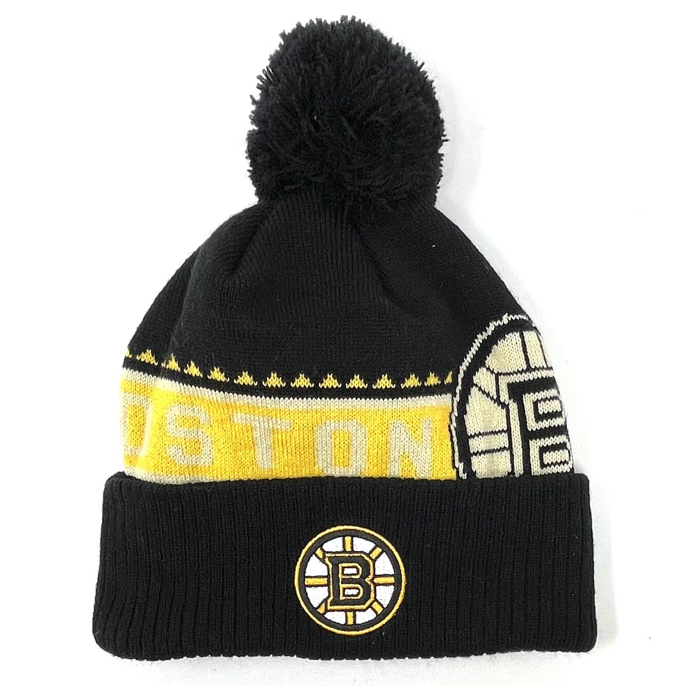Boston Bruins Men's Reebok Cuffed Pom Knit Hat