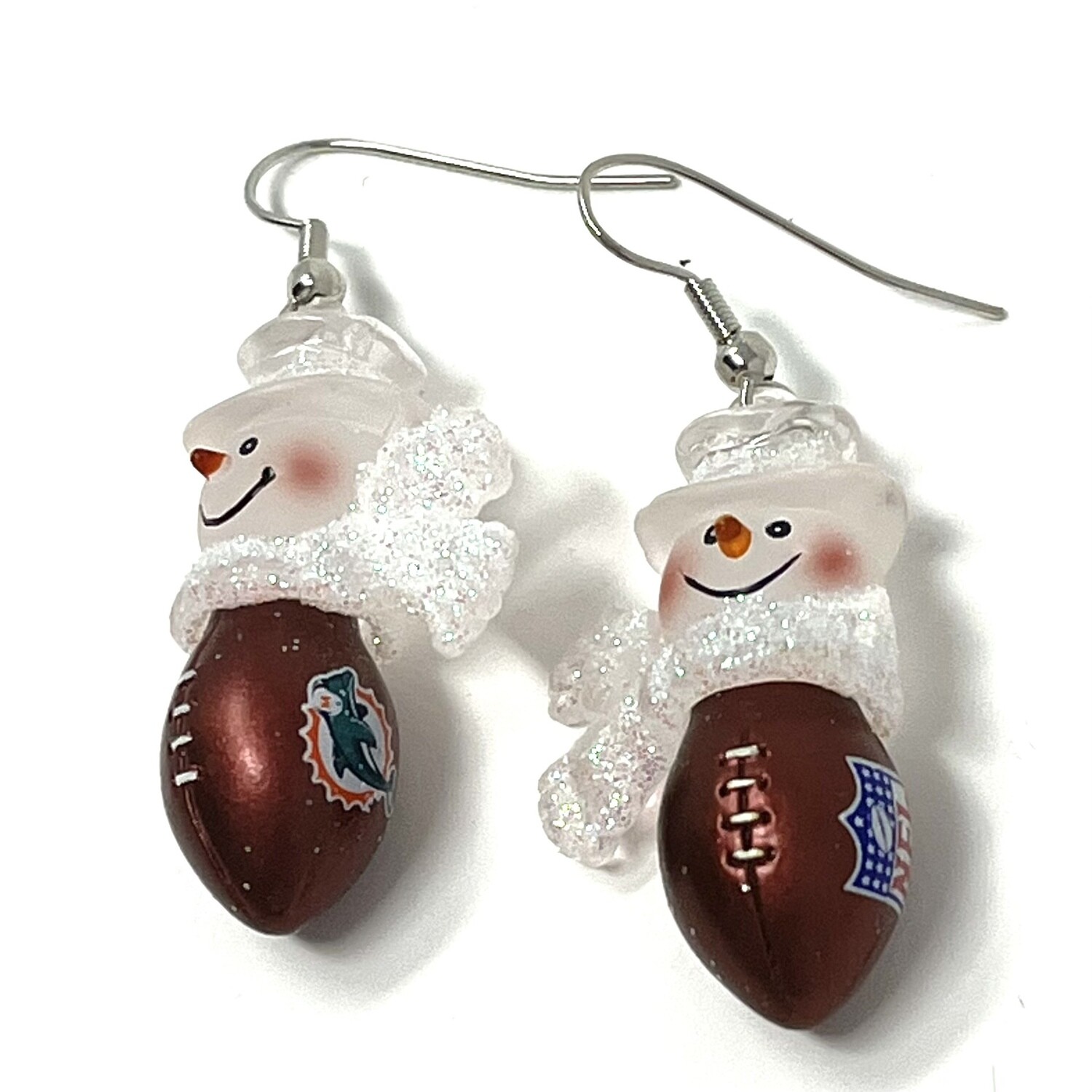 Miami Dolphins Snowman Earrings