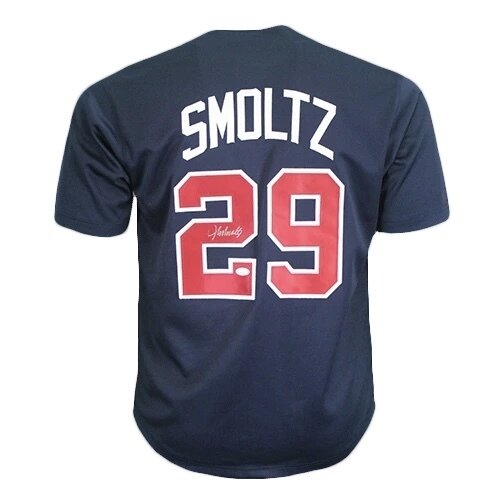 Atlanta Pro Style John Smoltz Navy Autographed Jersey