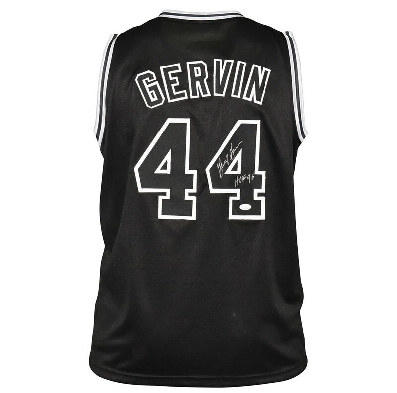San Antonio Pro Style George Gervin Black HOF 96 Autographed Jersey
