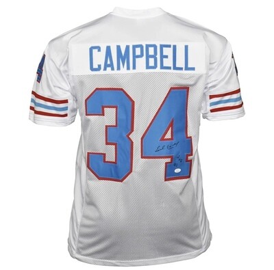 Houston Pro Style Earl Campbell White Autographed Jersey