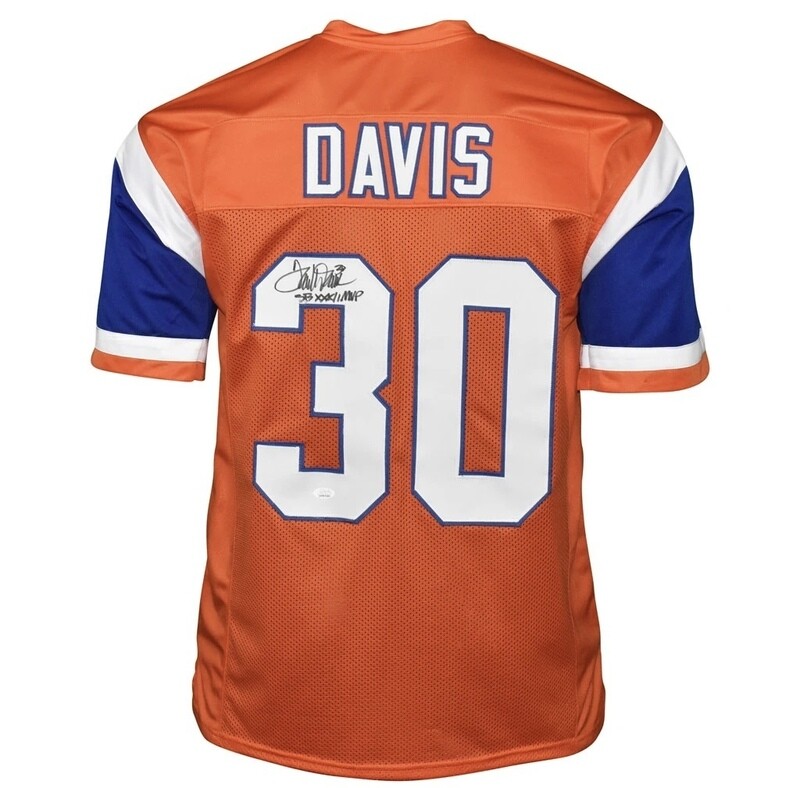 Denver Pro Style Terrell Davis Orange Throwback Autographed Jersey