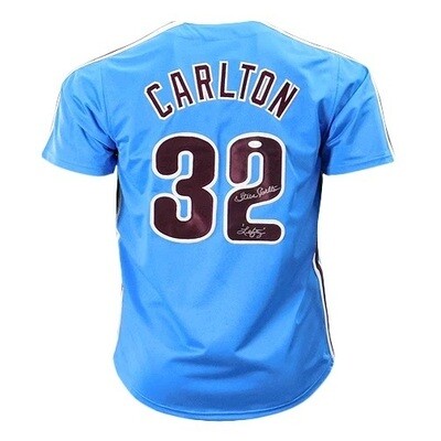 Philadelphia Pro Style Steve Carlton Light Blue Autographed Jersey Philadelphia Pro Style Steve Carlton Light Blue Autographed Jersey