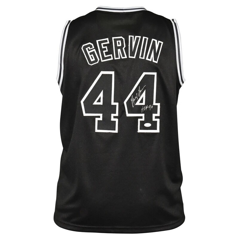 San Antonio Pro Style George Gervin Black HOF 96 Autographed Jersey