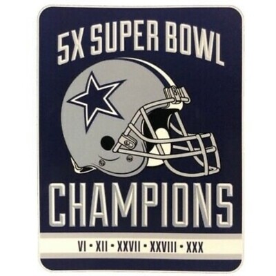 Dallas Cowboys 46" x 60" 5X Super Bowl Plush Blanket