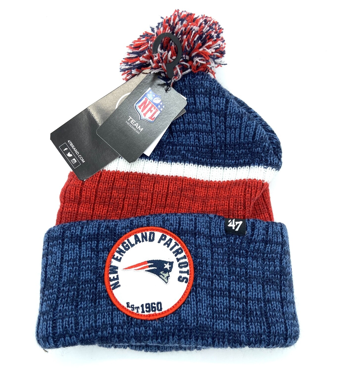 New England Patriots 47 Brand Men's Cuffed Pom Knit Hat