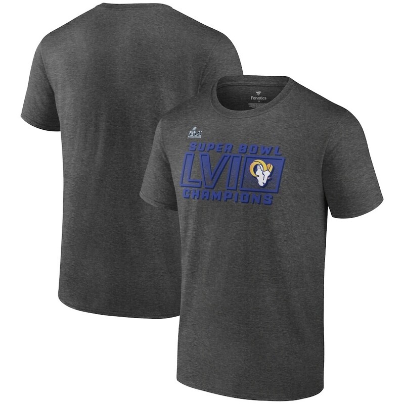 Los Angeles Rams Men’s Fanatics Branded Super Bowl LVI Champions Heathered Charcoal Fumble T-Shirt