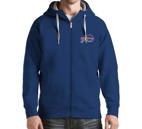 Buffalo Bills Men's Blue Antigua Victory Full-Zip Hoodie