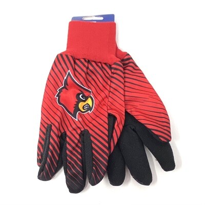 Louisville Cardinals Striped Utility Gloves