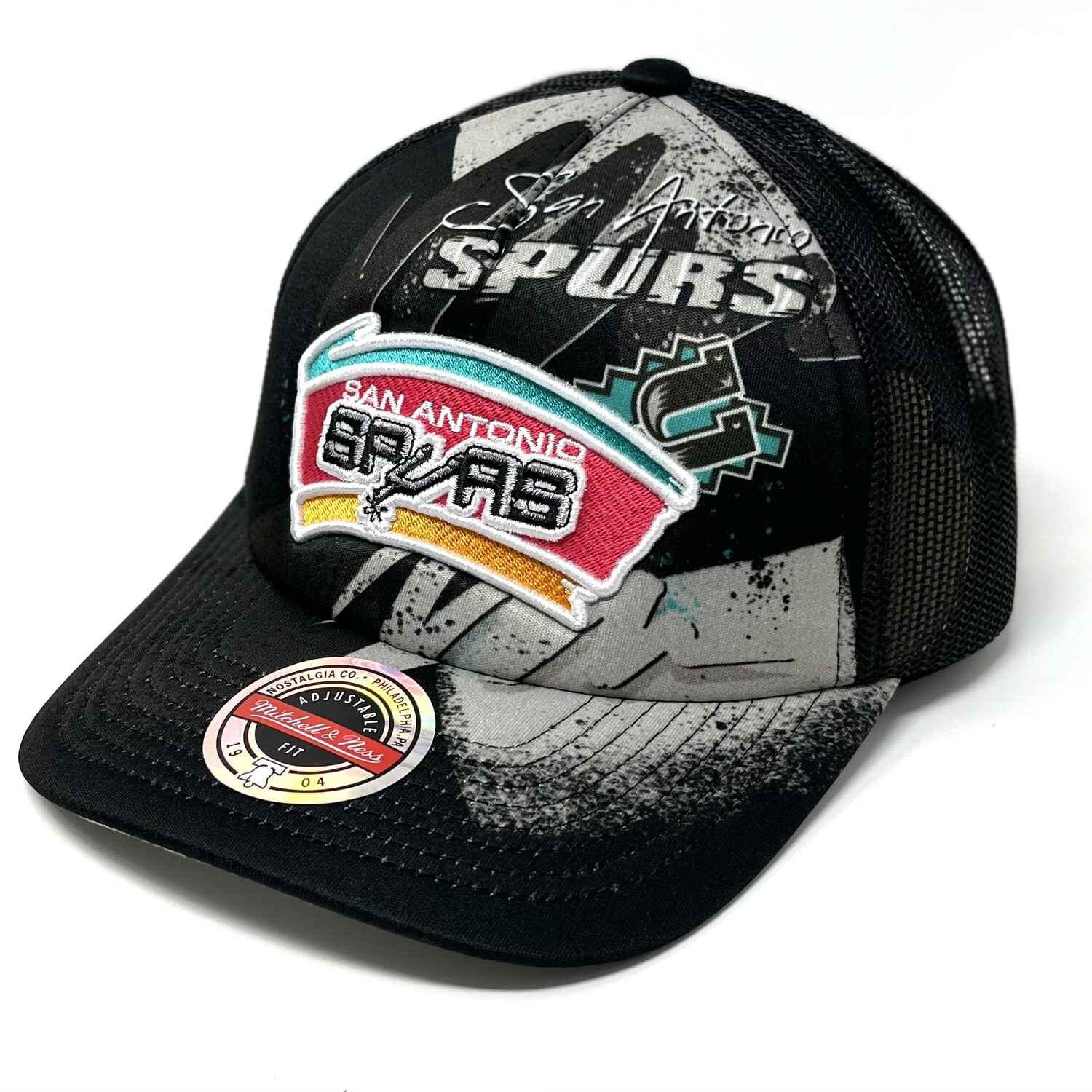 San Antonio Spurs Men’s Mitchell & Ness NBA Hyper Trucker Snapback Hat San Antonio Spurs Men’s Mitchell & Ness NBA Hyper Trucker Snapback Hat