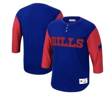 Buffalo Bills Men's Franchise Player 3/4 Sleeve Henley Shirt