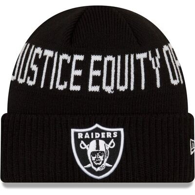 Las Vegas Raiders Men’s New Era Black Social Justice Cuffed Knit Hat Las Vegas Raiders Men’s New Era Black Social Justice Cuffed Knit Hat