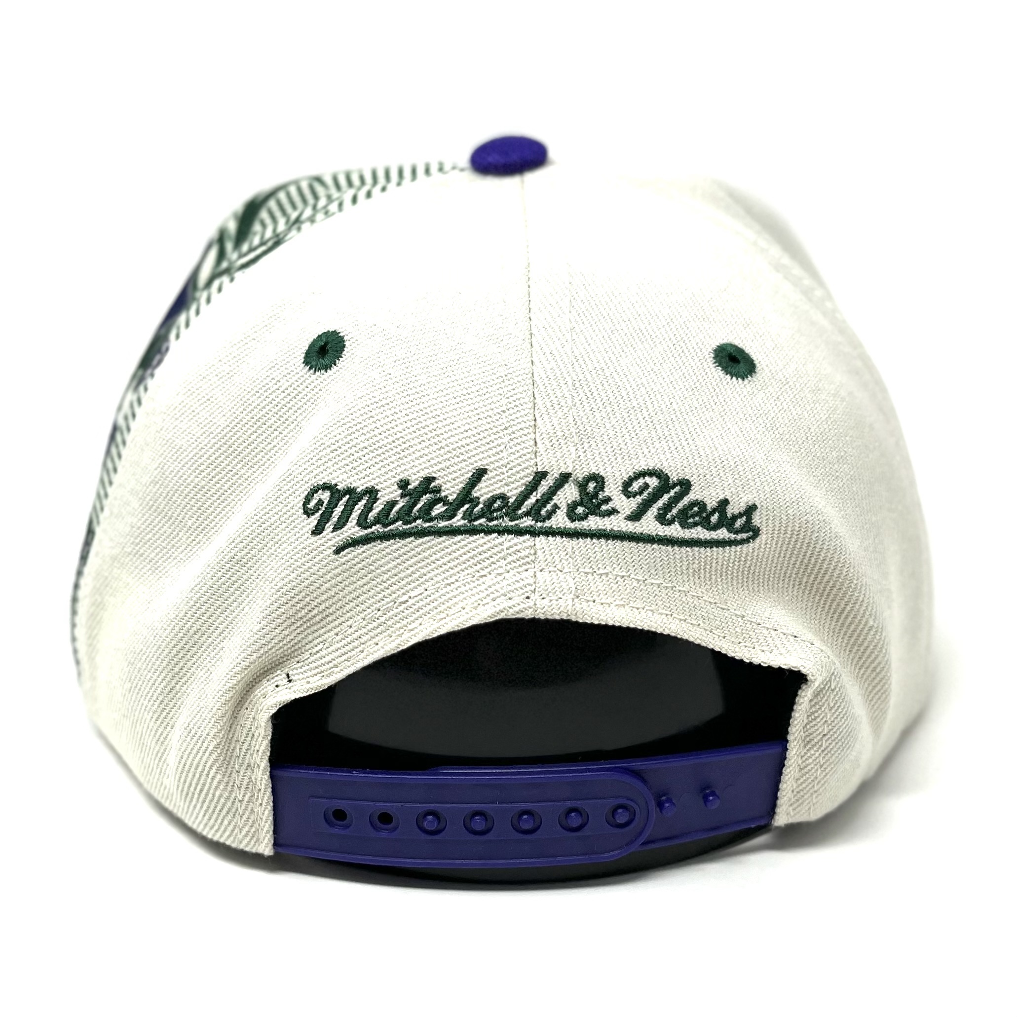 Men's Mitchell & Ness Purple Milwaukee Bucks Hardwood Classics Big Face  Callout Snapback Hat