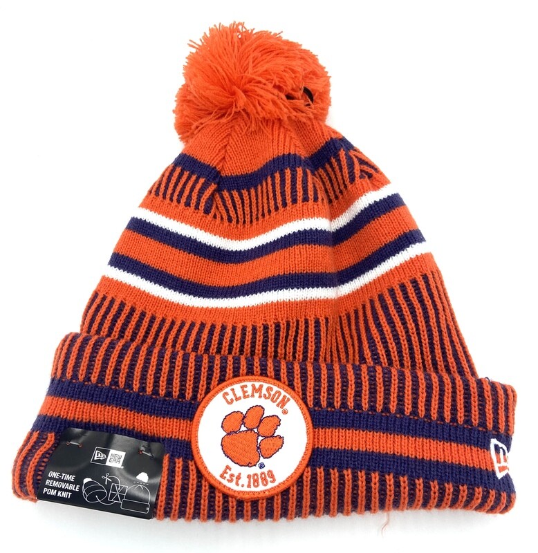Clemson Tigers Men's New Era Cuffed Pom Knit Hat Clemson Tigers Men's New Era Cuffed Pom Knit Hat