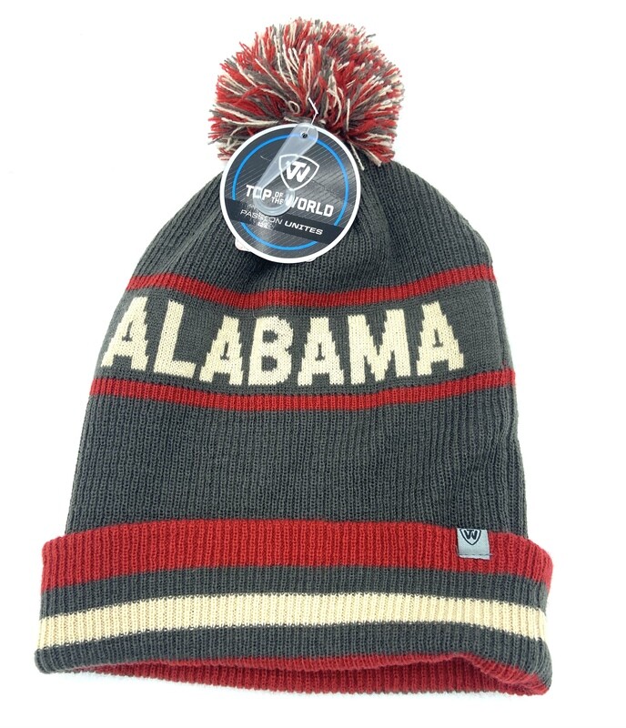 Alabama Crimson Tide Men's Top of the World Cuffed Pom Knit Hat