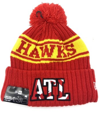 Atlanta Hawks Men’s New Era Cuffed Pom Knit Hat Atlanta Hawks Men’s New Era Cuffed Pom Knit Hat