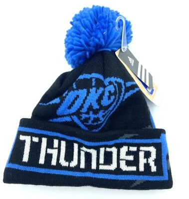 Oklahoma City Thunder Youth Adidas Cuffed Pom Knit Hat