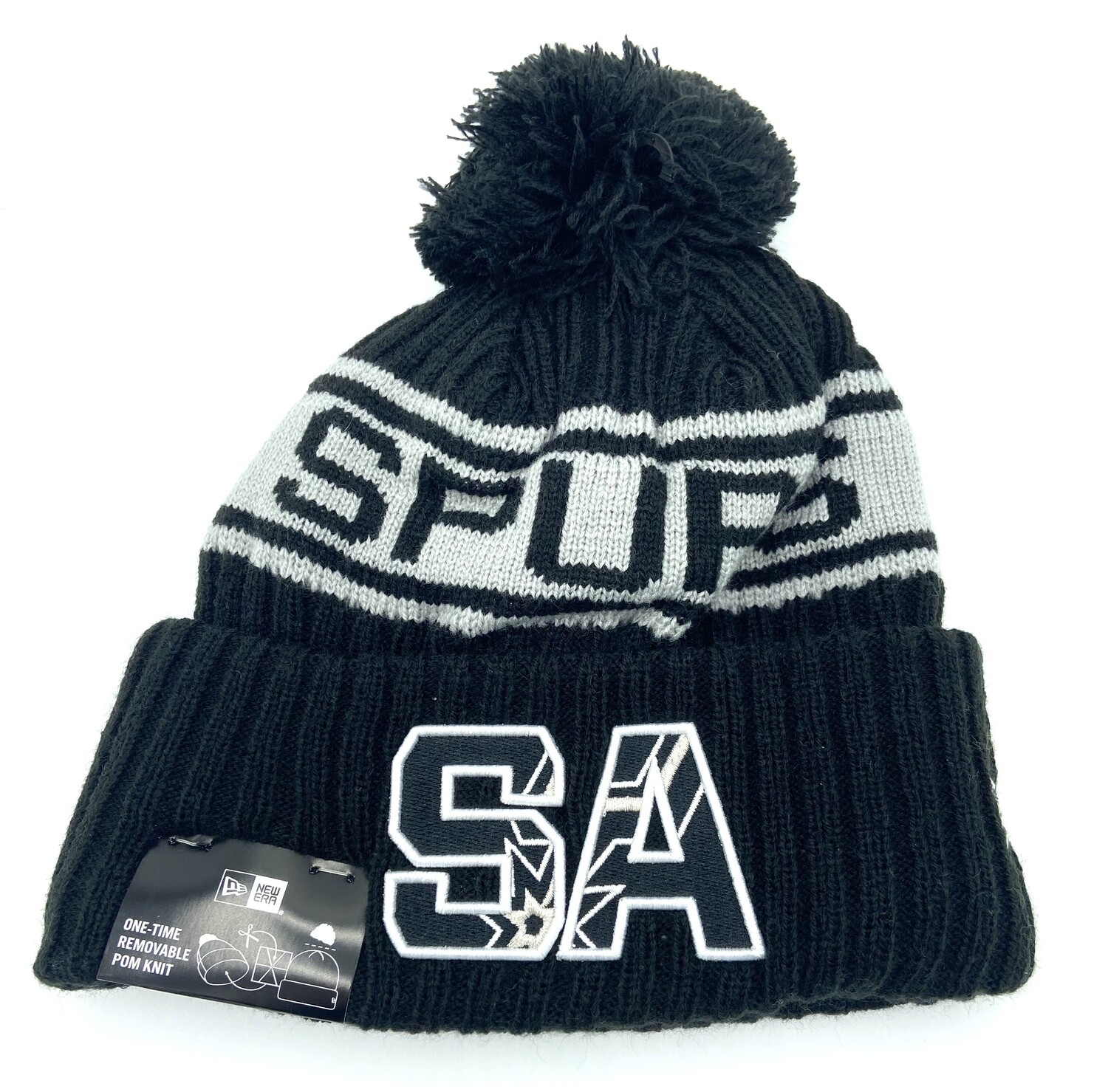 San Antonio Spurs Men's New Era Cuffed Pom Knit Hat