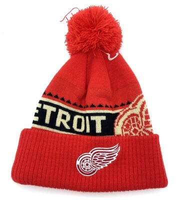 Detroit Red Wings Youth Reebok Cuffed Pom Knit Hat Detroit Red Wings Youth Reebok Cuffed Pom Knit Hat