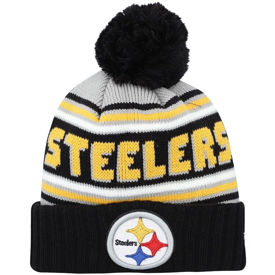 Women's '47 White Pittsburgh Steelers Kendall Knit Beanie with Pom