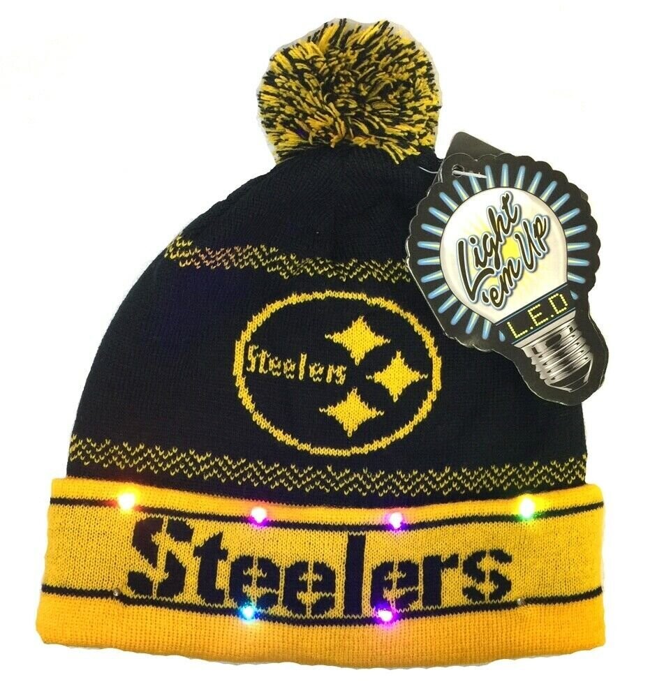 Pittsburgh Steelers Men s Light Em Up Pom Knit Hat