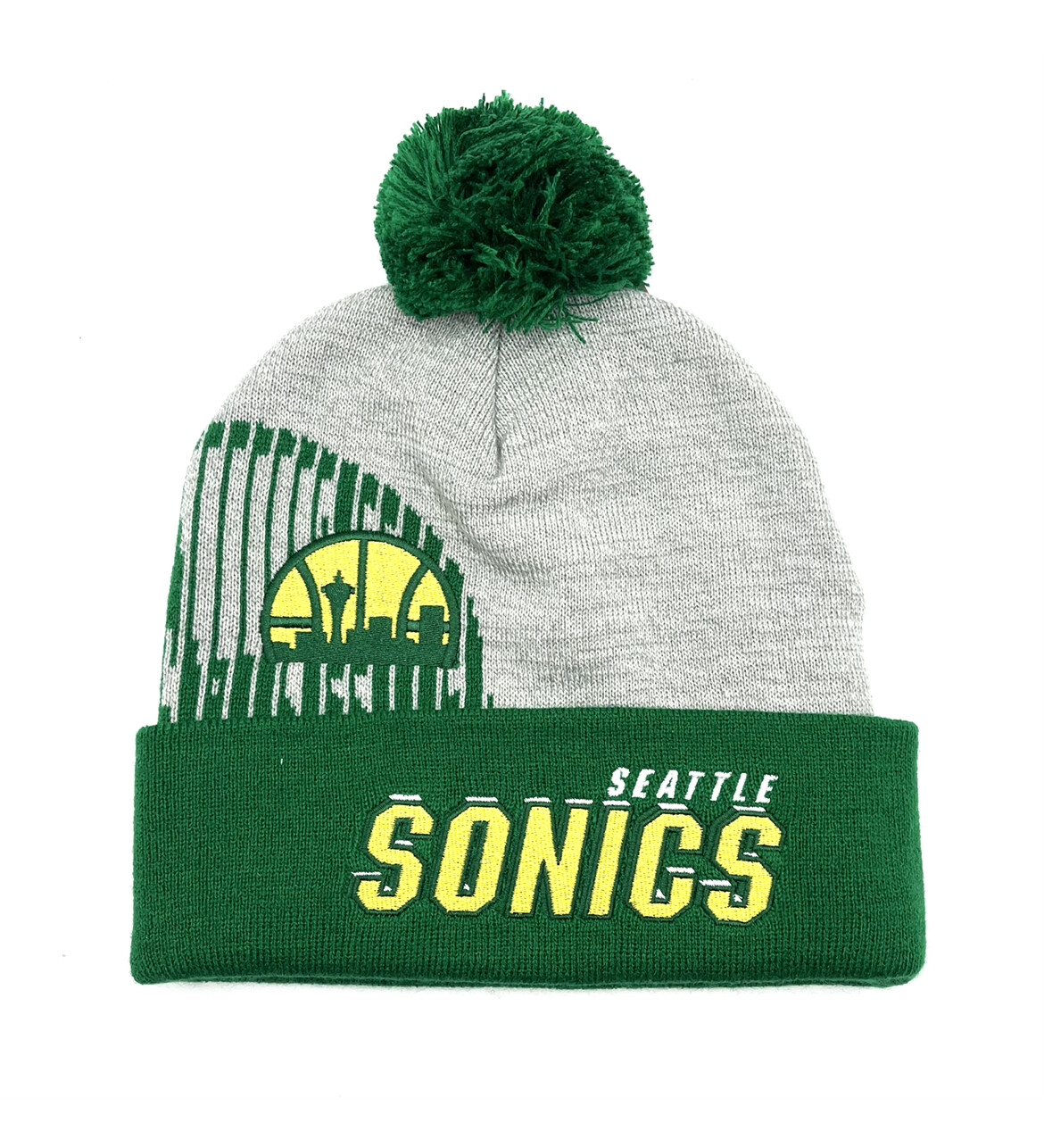 Seattle SuperSonics Men’s Mitchell & Ness Gray Hardwood Classics Draft Cuffed Knit Hat with Pom