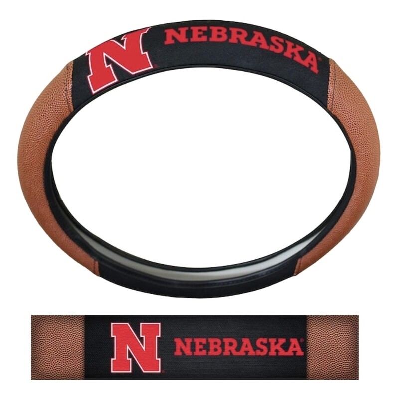 Nebraska Cornhuskers Premium Embroidered Pigskin Style Car Steering Wheel Cover