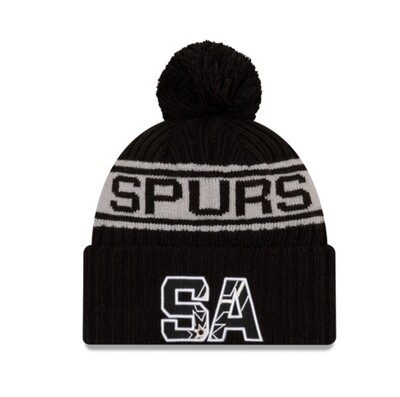 San Antonio Spurs Men's New Era Cuffed Pom Knit Draft Hat