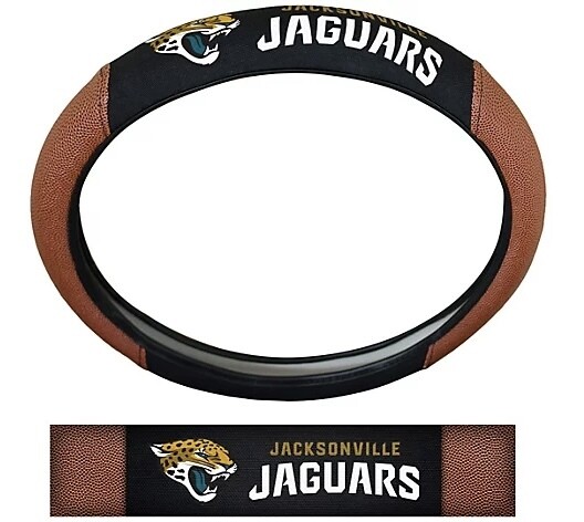 Jacksonville Jaguars Premium Embroidered Pigskin Style Car Steering Wheel Cover