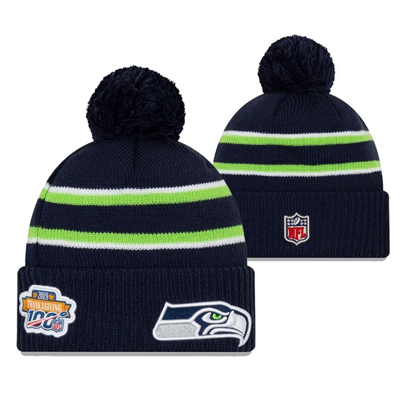 Seattle Seahawks Men’s New Era Thanksgiving Pom Cuffed Knit Hat