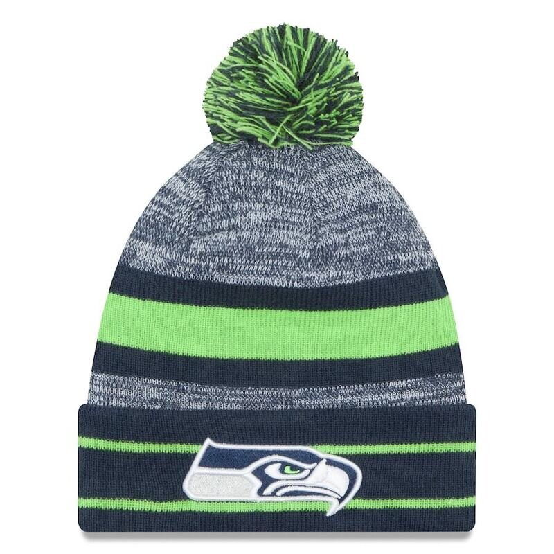 Seattle Seahawks Men’s New Era Cuffed Pom Knit Hat Seattle Seahawks Men’s New Era Cuffed Pom Knit Hat
