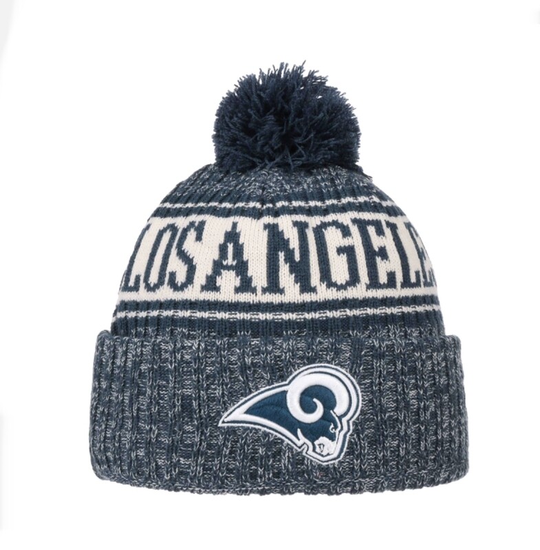 Los Angeles Rams Men's New Era Cuffed Pom Knit Hat Los Angeles Rams Men's New Era Cuffed Pom Knit Hat
