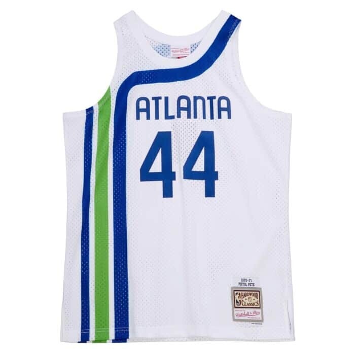 Atlanta Hawks Pistol Pete Maravich 1970-71 White Mitchell & Ness Men's Swingman Jersey