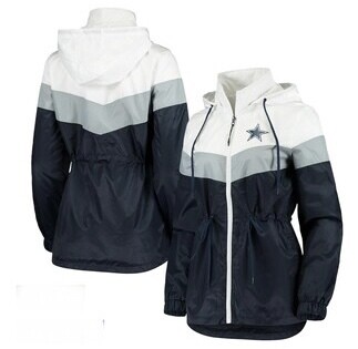 Dallas Cowboys Women's Navy Full-Zip Stadium Lightweight Jacket