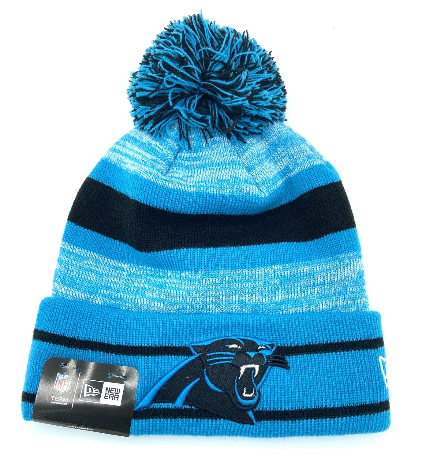 Carolina Panthers Men's New Era Cuffed Pom Knit Hat