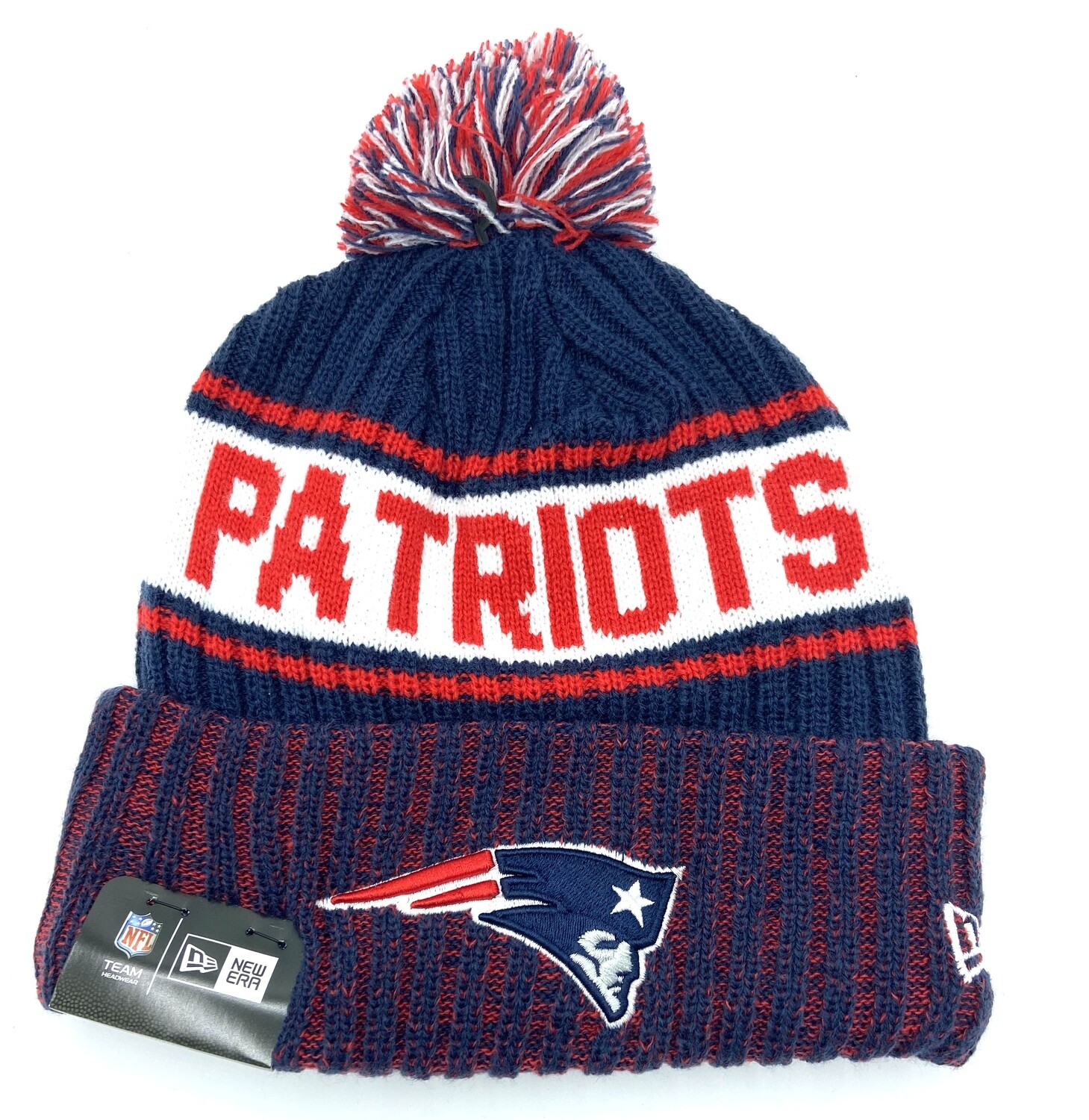 New England Patriots Men’s New Era Cuffed Pom Knit Hat