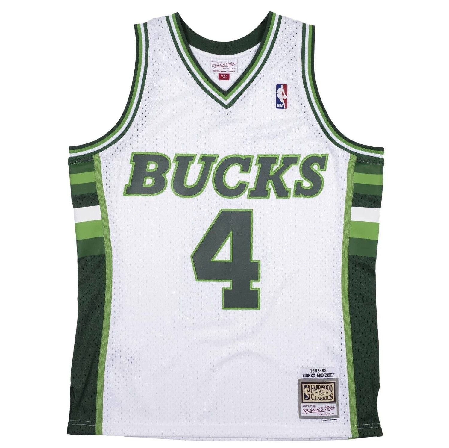 Men's Mitchell & Ness Sidney Moncrief White Milwaukee Bucks 1988-89 Hardwood Classics Swingman Jersey