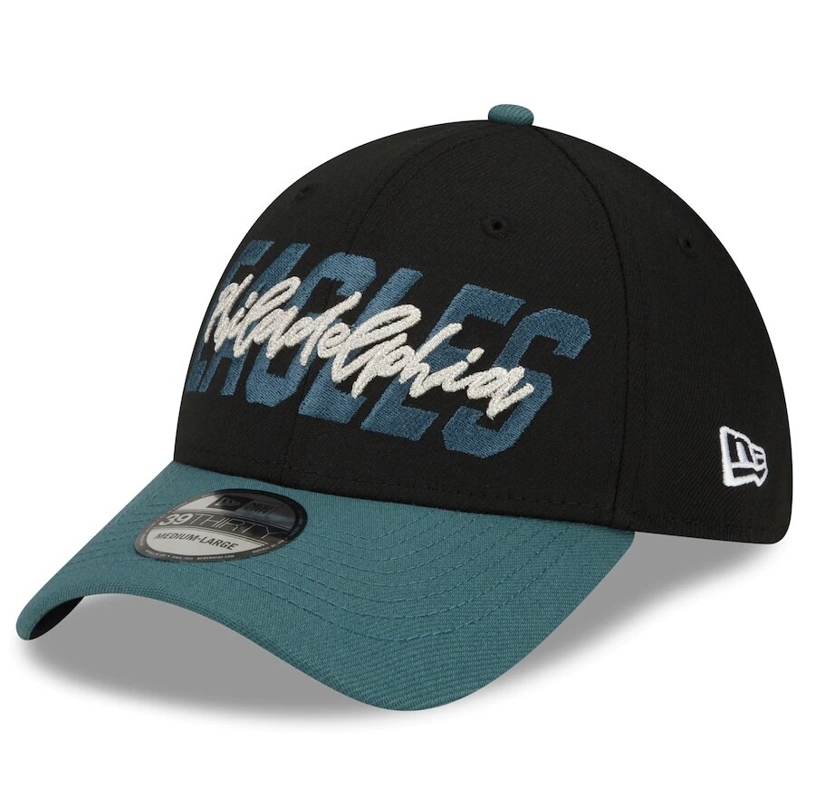Philadelphia Eagles Men’s New Era Black NFL Draft 39Thirty Fitted Hat
