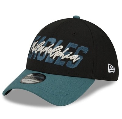 Philadelphia Eagles Men’s New Era Black NFL Draft 39Thirty Fitted Hat
