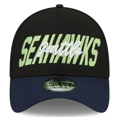 Seattle Seahawks Men’s New Era Black NFL Draft 39Thirty Fitted Hat