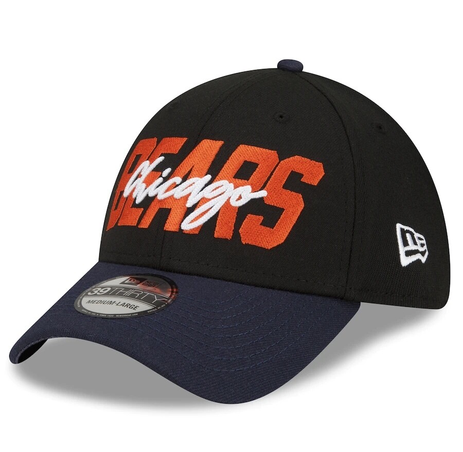 Chicago Bears Men’s New Era Black NFL Draft 39Thirty Fitted Hat