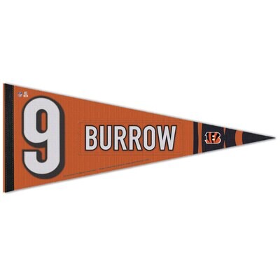 Cincinnati Bengals Joe Burrow 12 Cincinnati Bengals Joe Burrow 12" x 30" Premium Pennant