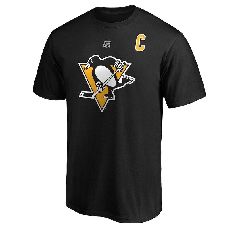 Pittsburgh Penguins Sidney Crosby Men’s Black Authentic Stack Long Sleeve Name & Number T-Shirt
