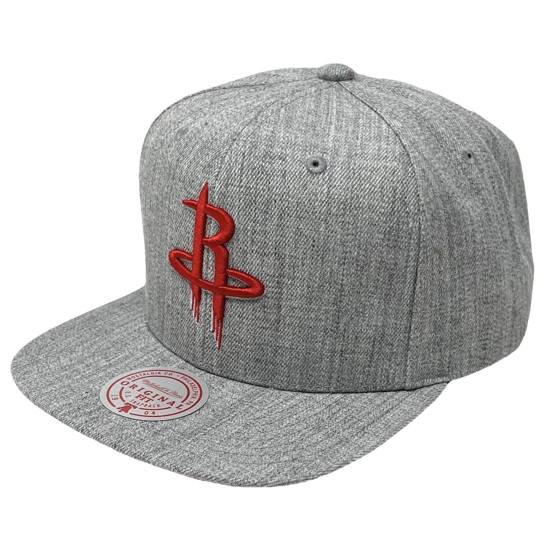 Houston Rockets Men’s Heather Grey 2.0 Mitchell & Ness Team Snapback Hat